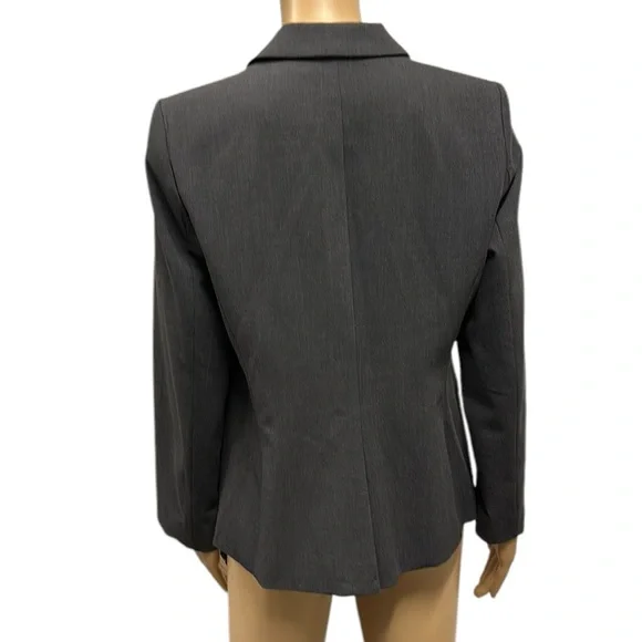 Calvin Klein Dark Gray 1 Button Front Blazer Jacket 3 Faux Pockets Womens 10P - Picture 2 of 13